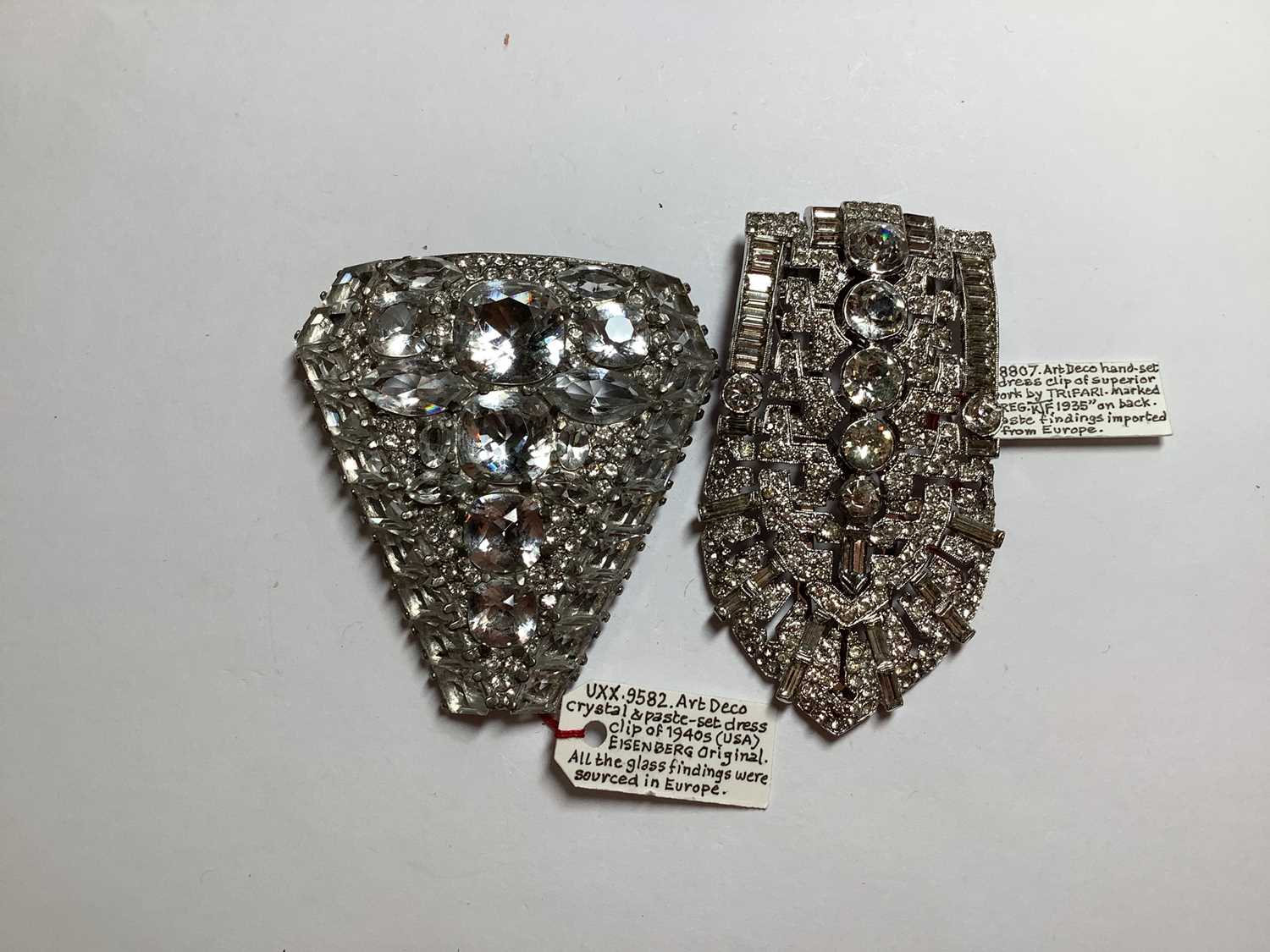 Nine oversize paste set dress clips 1930’s 1940’s. - Image 11 of 14