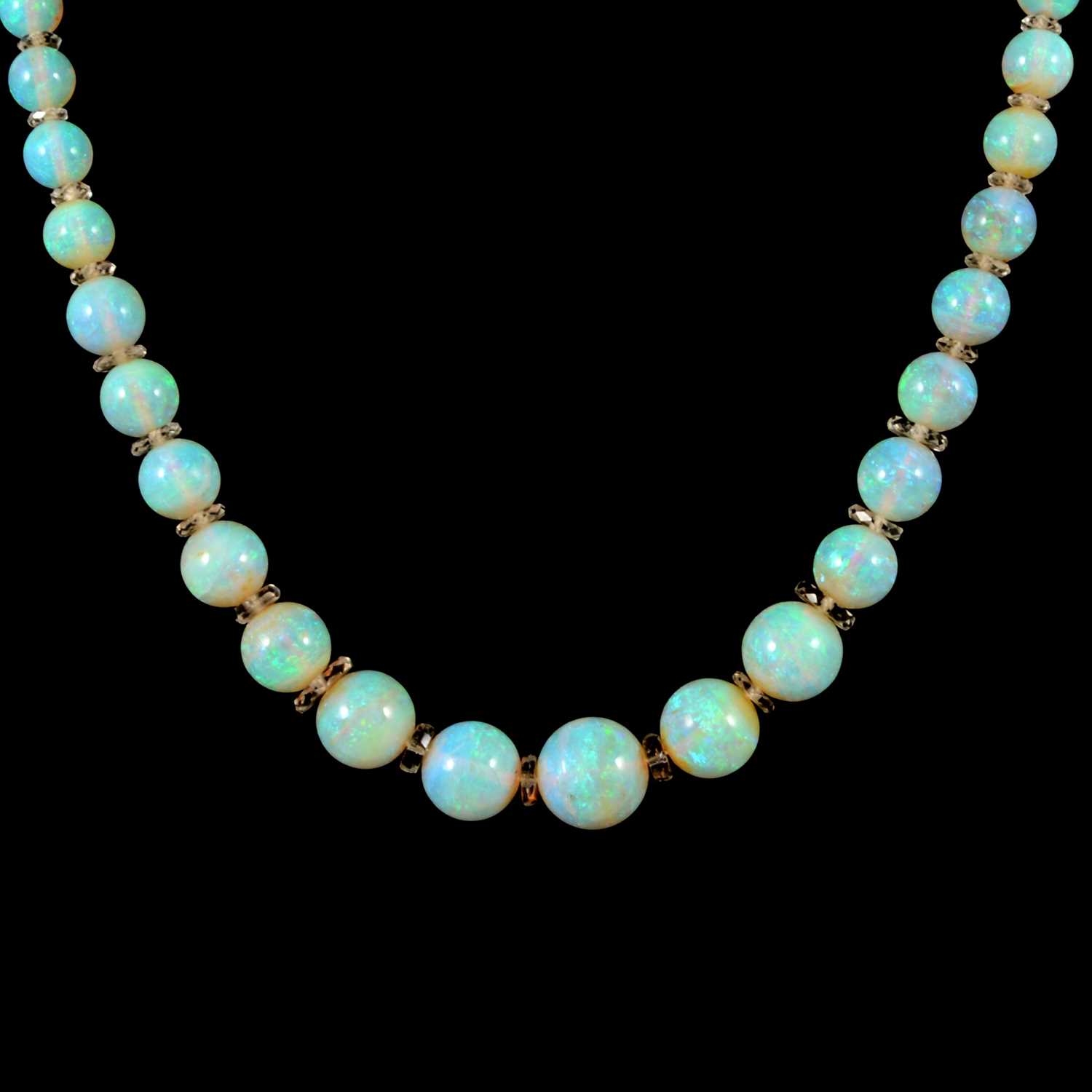 An opal bead necklace.