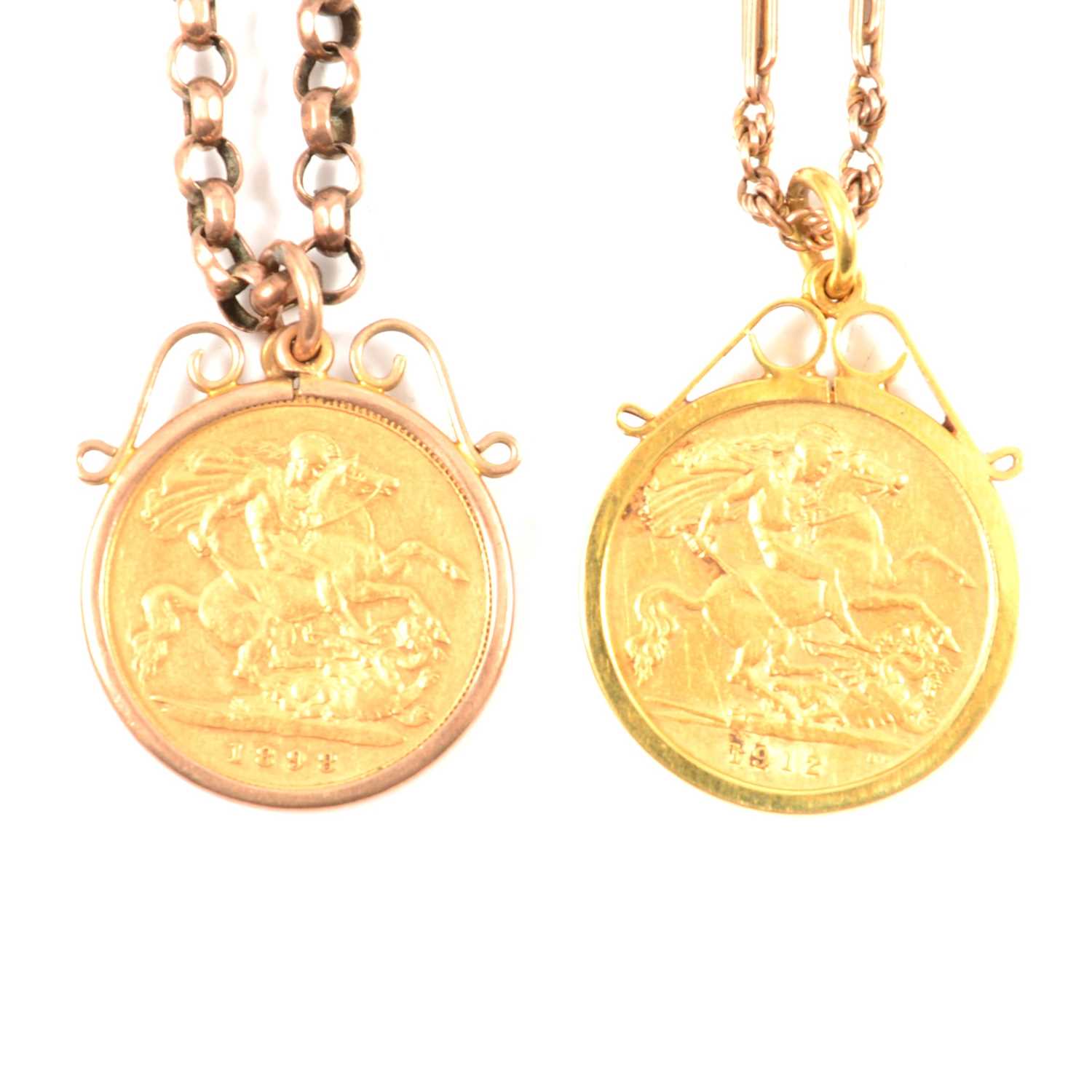 Two Gold Half Sovereign Coin pendants and chains. - Image 2 of 2