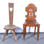 Victorian hall chair and a Welsh spinning chair.