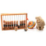 Toys and games, including Zoetrope slides; abacus; spinning tops; plush dog toy etc.