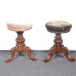 Two Victorian piano stools,
