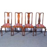 Set of six Queen Anne style mahogany dining chairs, and two later matched chairs