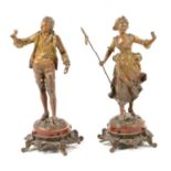After Rancoulet, pair of bronzed spelter figures,