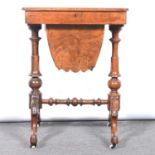 Victorian burr walnut work table,