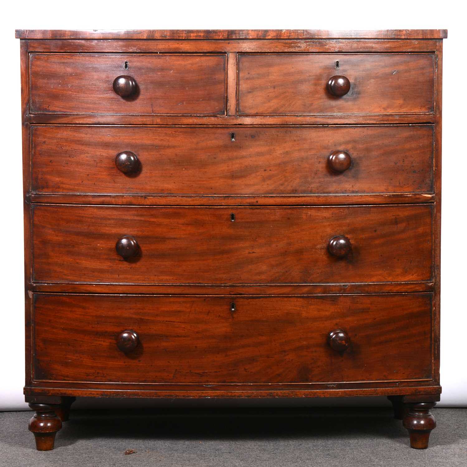 Victorian mahogany bowfront chest of drawers,