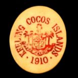 Cocos (Keeling) Islands 5 Cents oval ivorine token 1910.