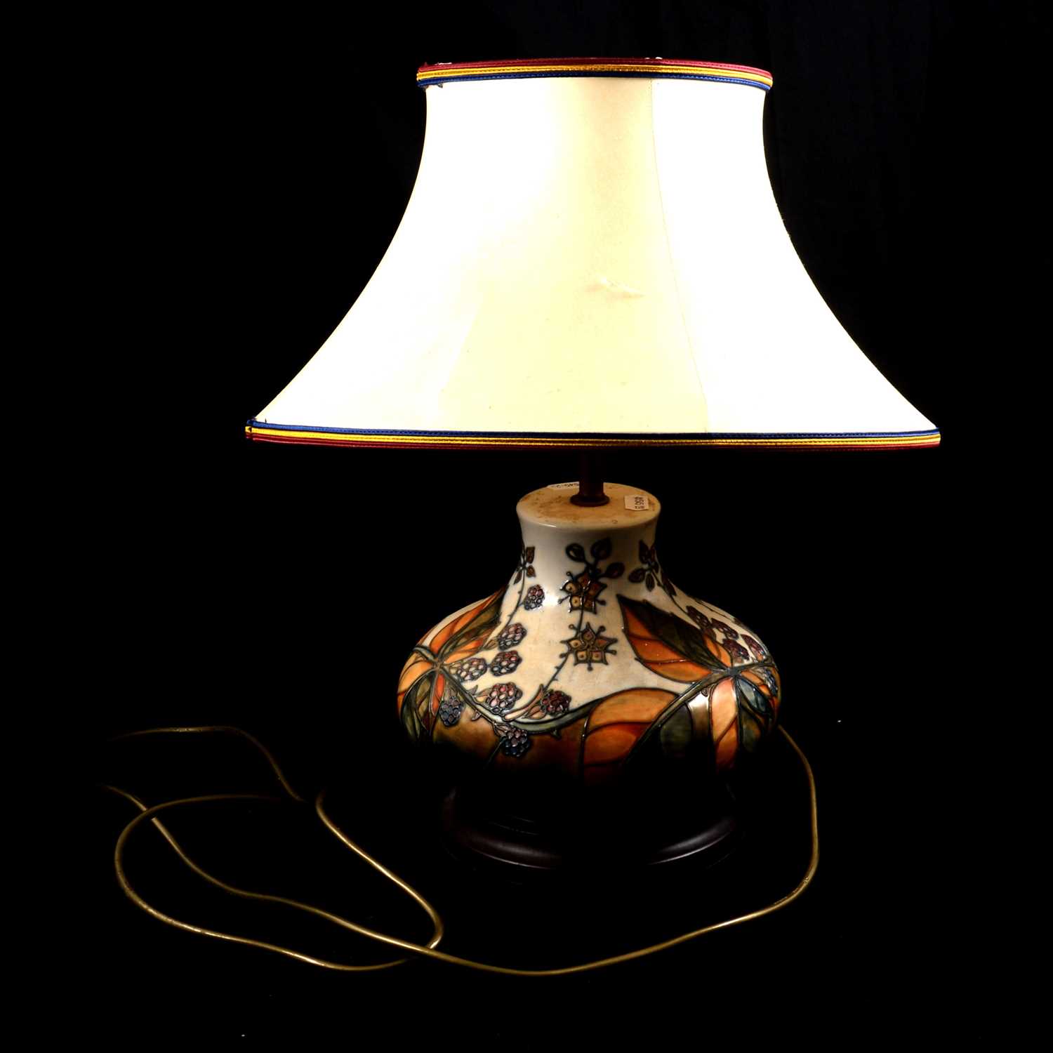 Moorcroft Pottery lamp base, 'Brambles' pattern designed by Sally Tuffin