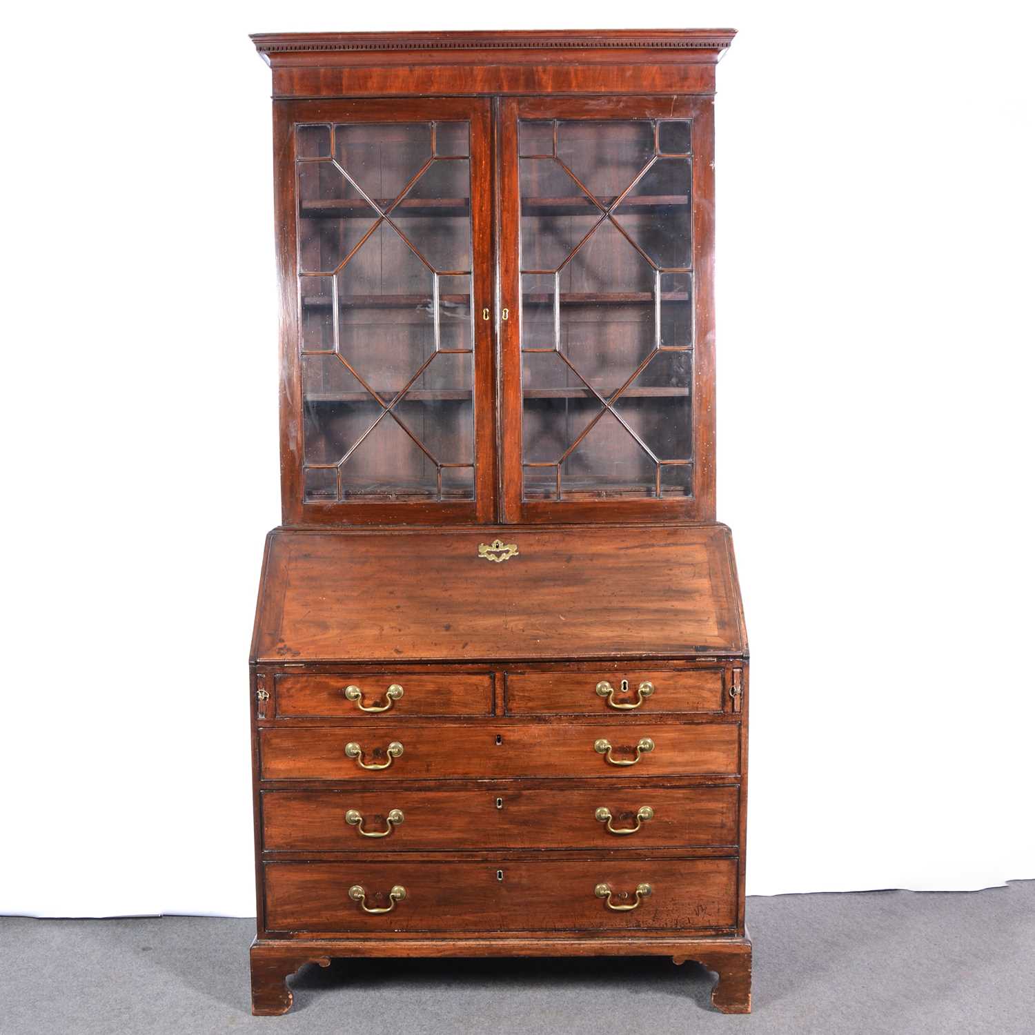 George III mahogany bureau bookcase