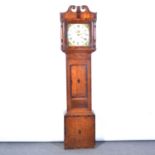 Oak and mahogany longcase clock,