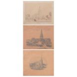 Three Victorian drawings of St Peter's Oadby