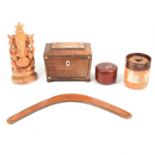 One box including wooden and ceramic items, including Doulton tobacco jar