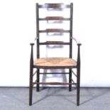 Arts & Crafts oak ladderback chair,