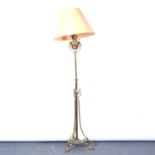 Victorian brass adjustable standard lamp.