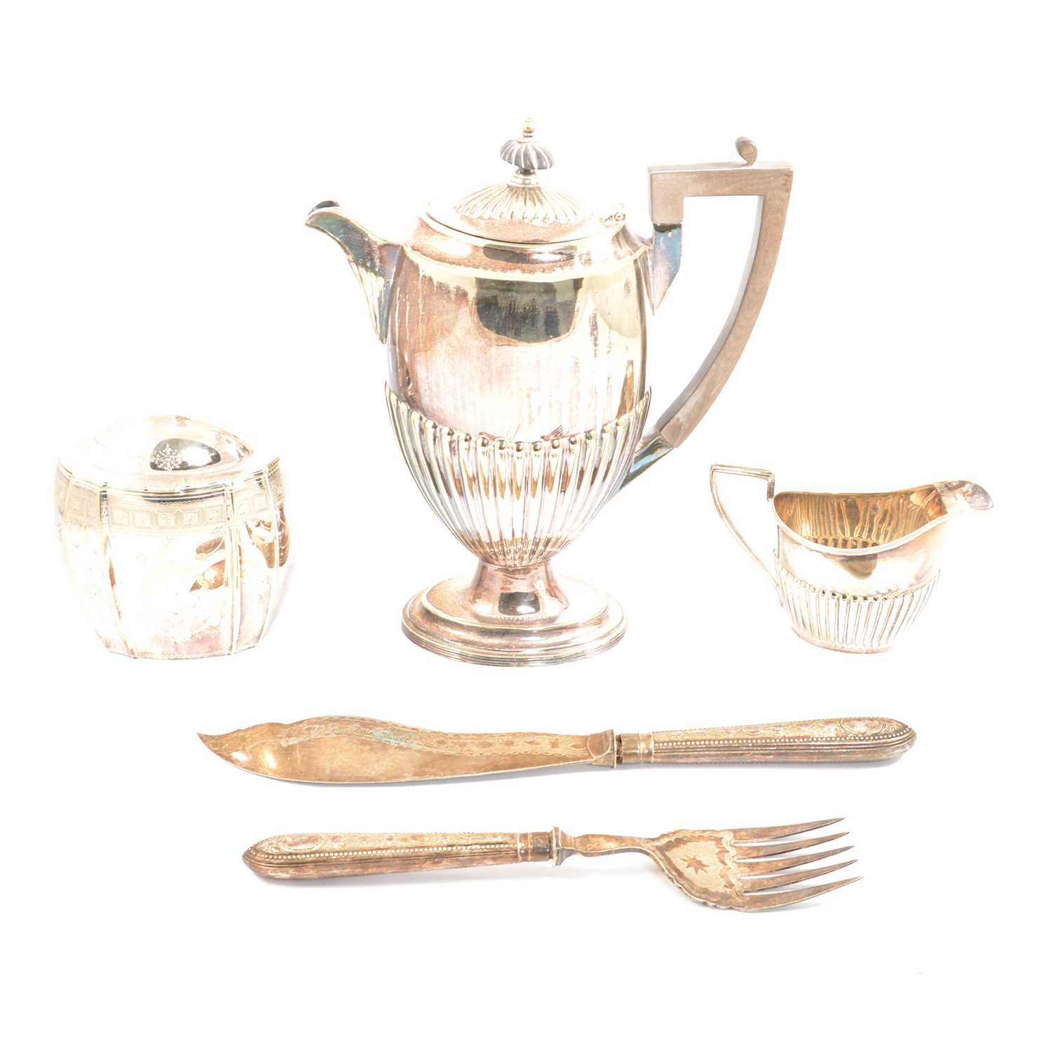 Silver-plated ware, one box including two entrée dishes etc