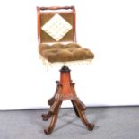 Victorian walnut and beech harpist chair