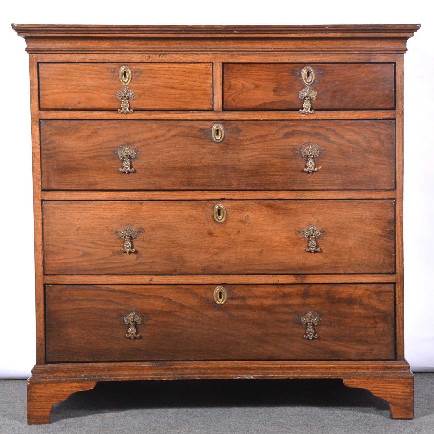 George III oak chest of drawers, adapted from the top of a tallboy,