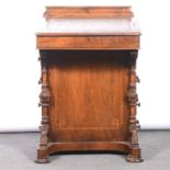 Victorian burr walnut Davenport desk,