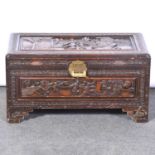 Small carved camphor wood chest