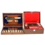 Part canteen of electroplated cutlery, fish cutlery set and correspondence box.