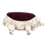 German 800 silver pin-cushion in the shape of a boar.