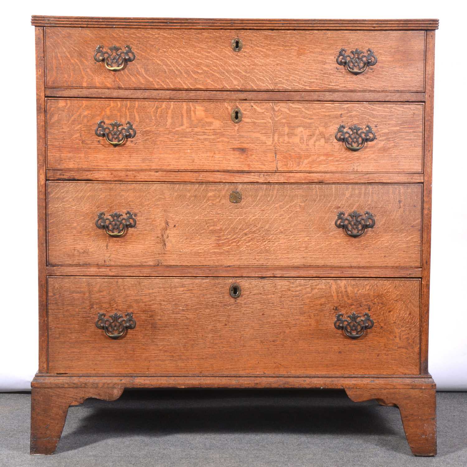 George III oak chest of drawers,