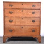 George III oak chest of drawers,