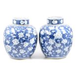 Pair of large Chinese porcelain ginger jar and covers