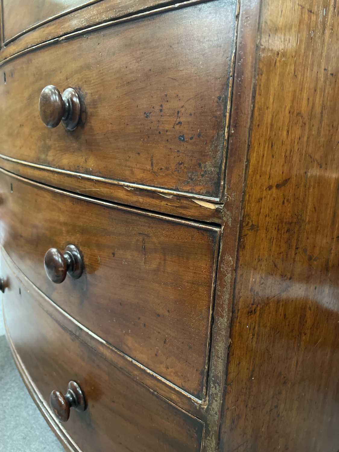 Victorian mahogany bowfront chest of drawers, - Image 9 of 9