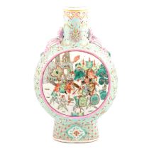 Chinese porcelain and polychrome moonflask