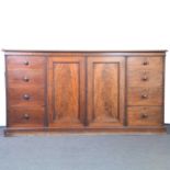 George III mahogany side by side linen press,