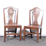 Two Victorian oak dining chairs,