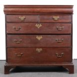 George III oak chest of drawers,