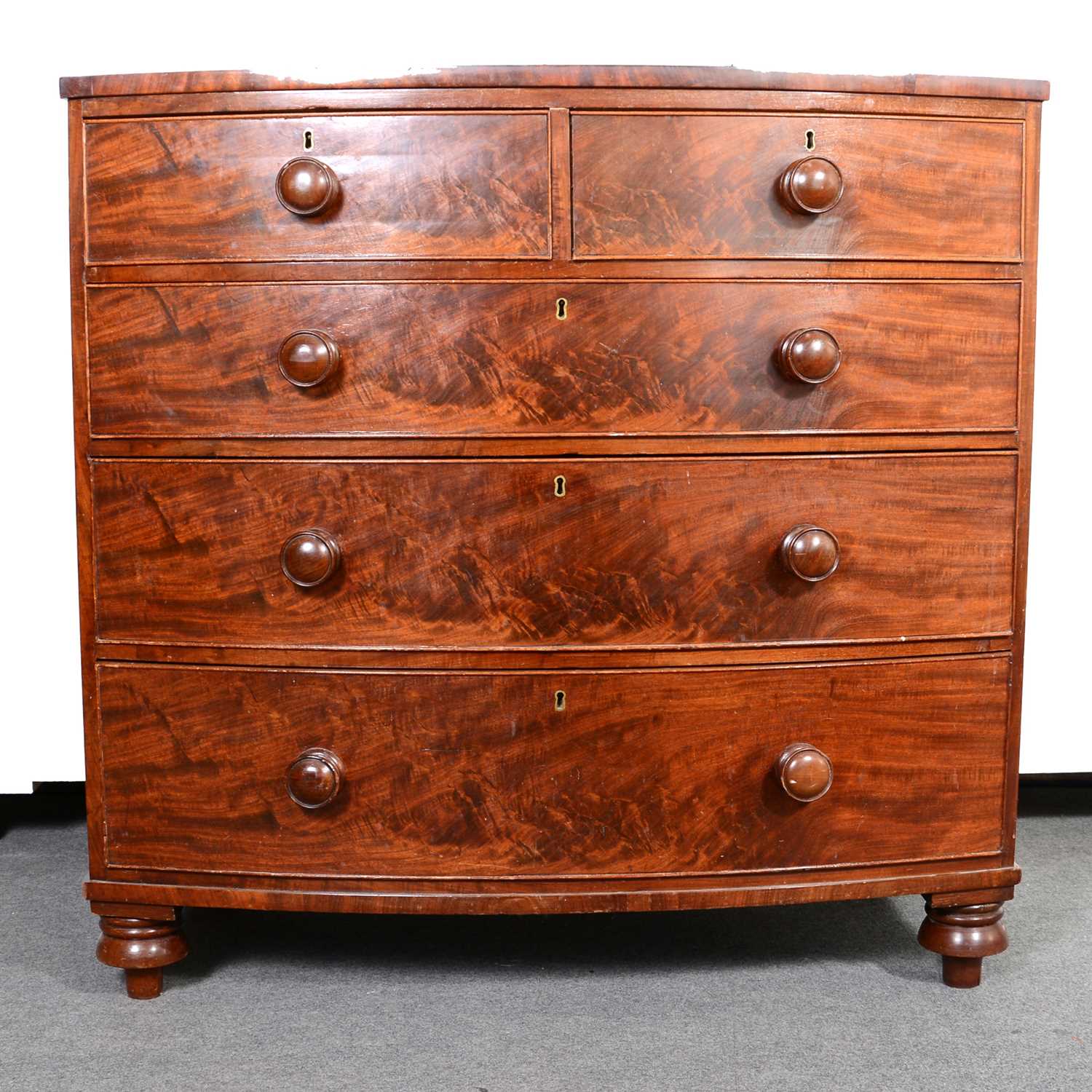 Victorian mahogany bowfront chest of drawers,