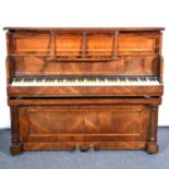 Victorian walnut ship's piano, J B Cramer & Co., number 65600,
