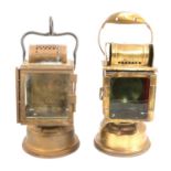 Two French Railway SNCF brass lamps.