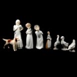 Eight pottery figurines