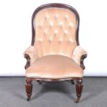 Victorian mahogany framed easy chair,