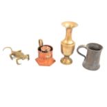 Brass and copper wares, one box including brass figure of a lizard etc