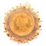 Gold Chilean Cien Pesos Coin 1947 brooch / pendant.