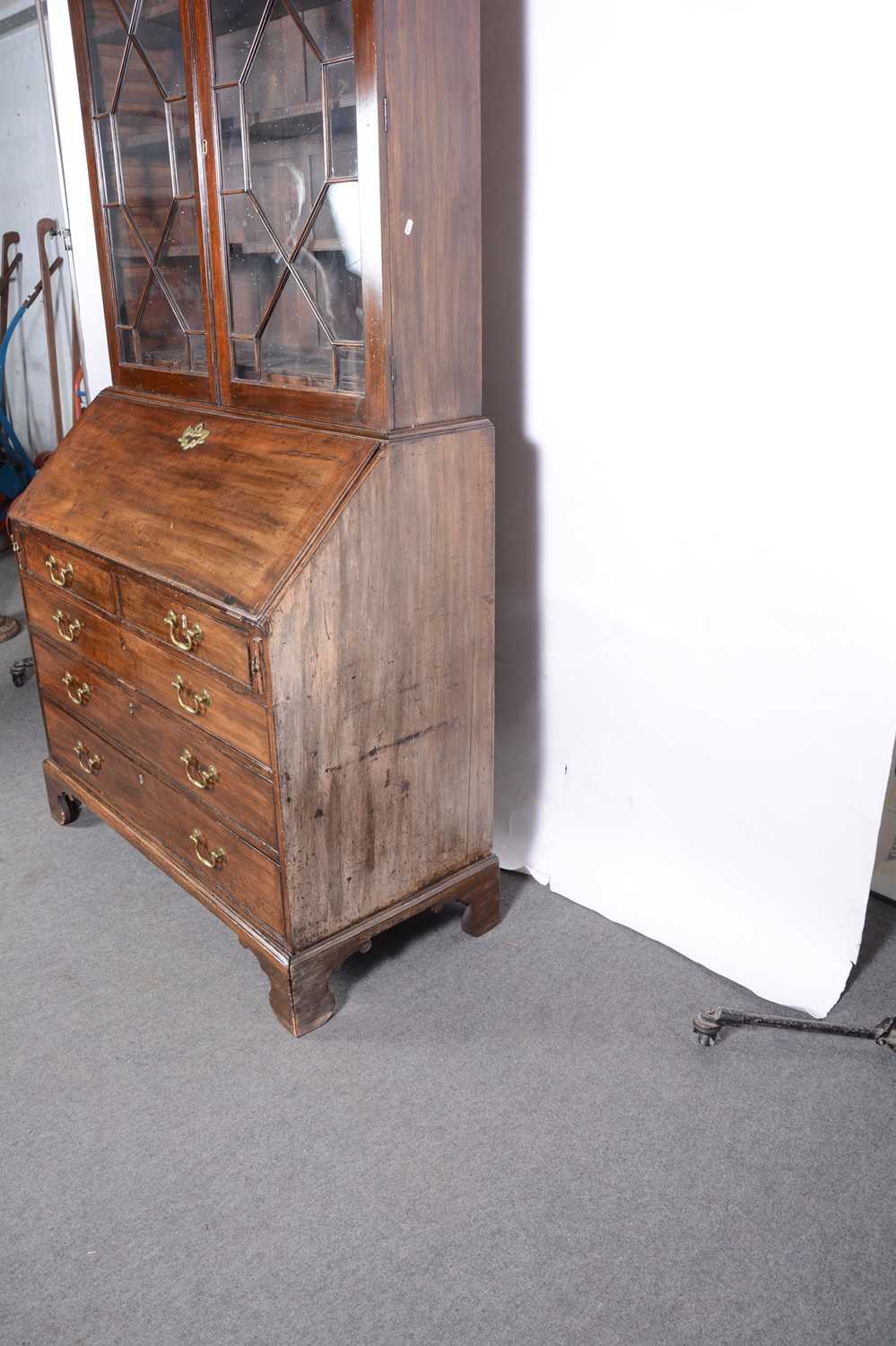 George III mahogany bureau bookcase - Image 2 of 8