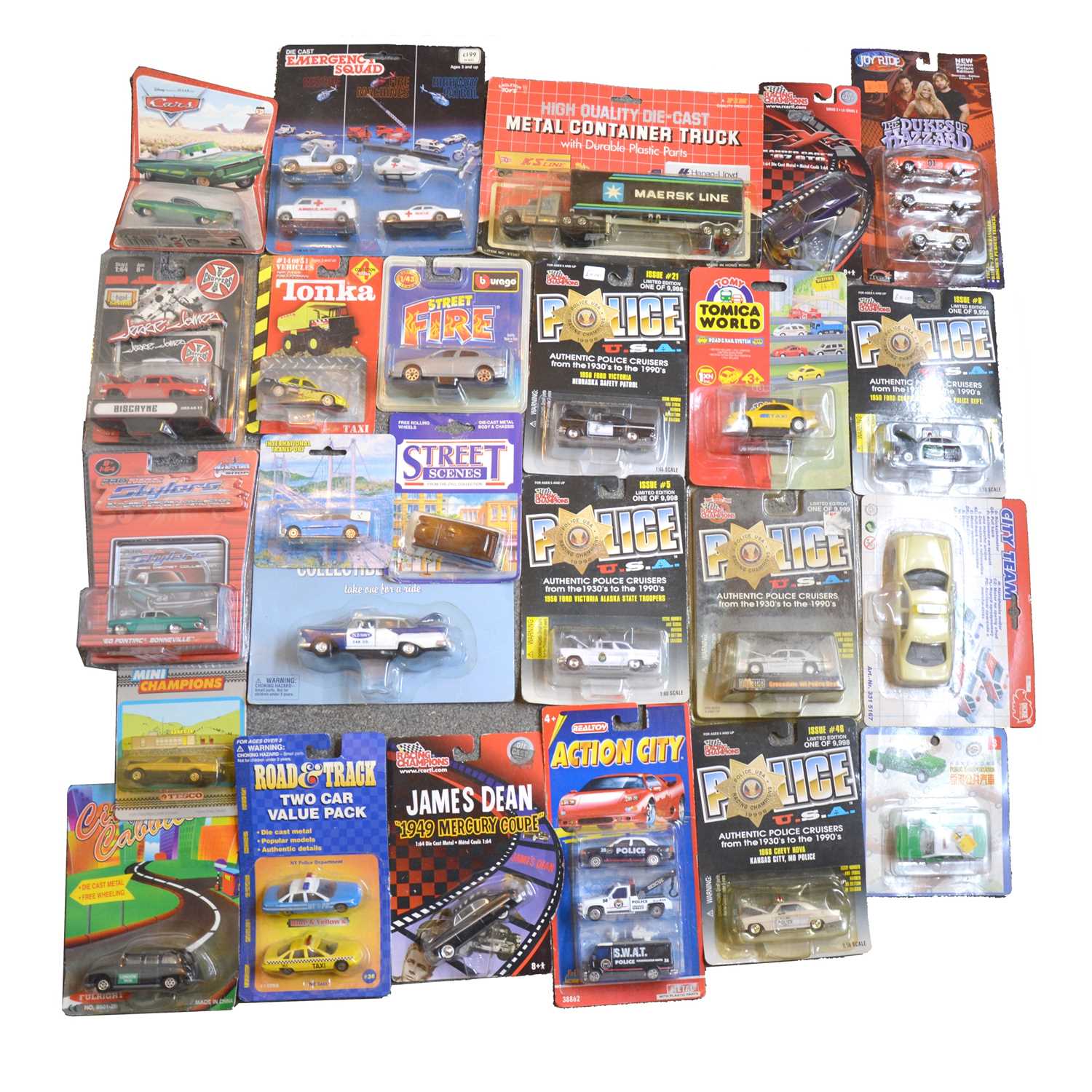 Twenty-five die-cast model vehicles, various manufacturers, boxed.