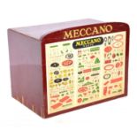 Meccano wooden dealers cabinet, six drawers and parts.