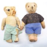 Two early 20th century straw filled teddy bears (both a/f)