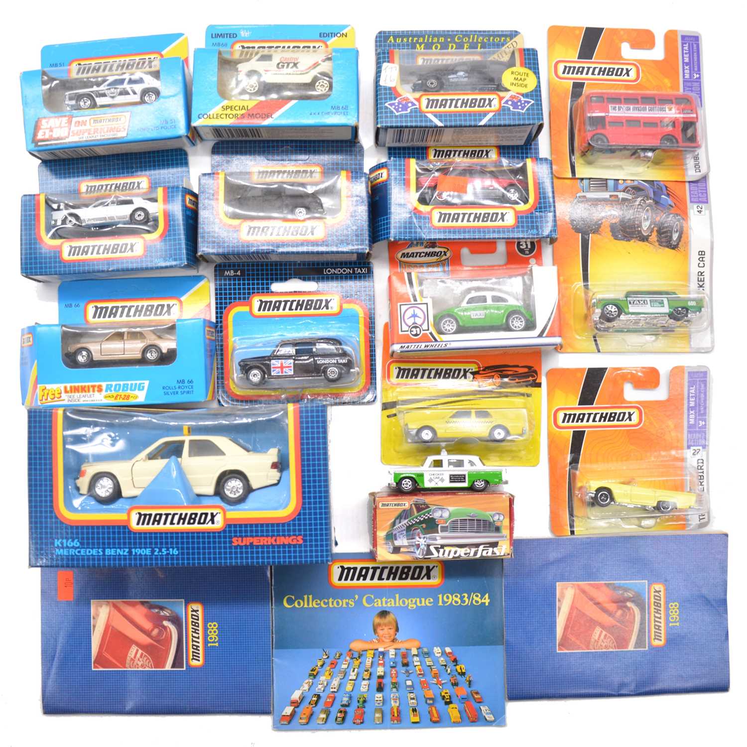 Fifteen Matchbox die-cast model vehicles, boxed.