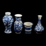 Three Chinese porcelain vases and a small jardiniere,