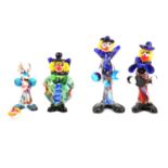 Collection of nine Murano glass clown figures