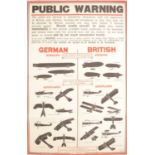 Public Warning Aircraft Identification First World War Poster