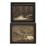 Pair of Japanese oil and composition panels,