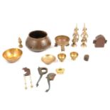Indian brass bowl, small figures, etc.,